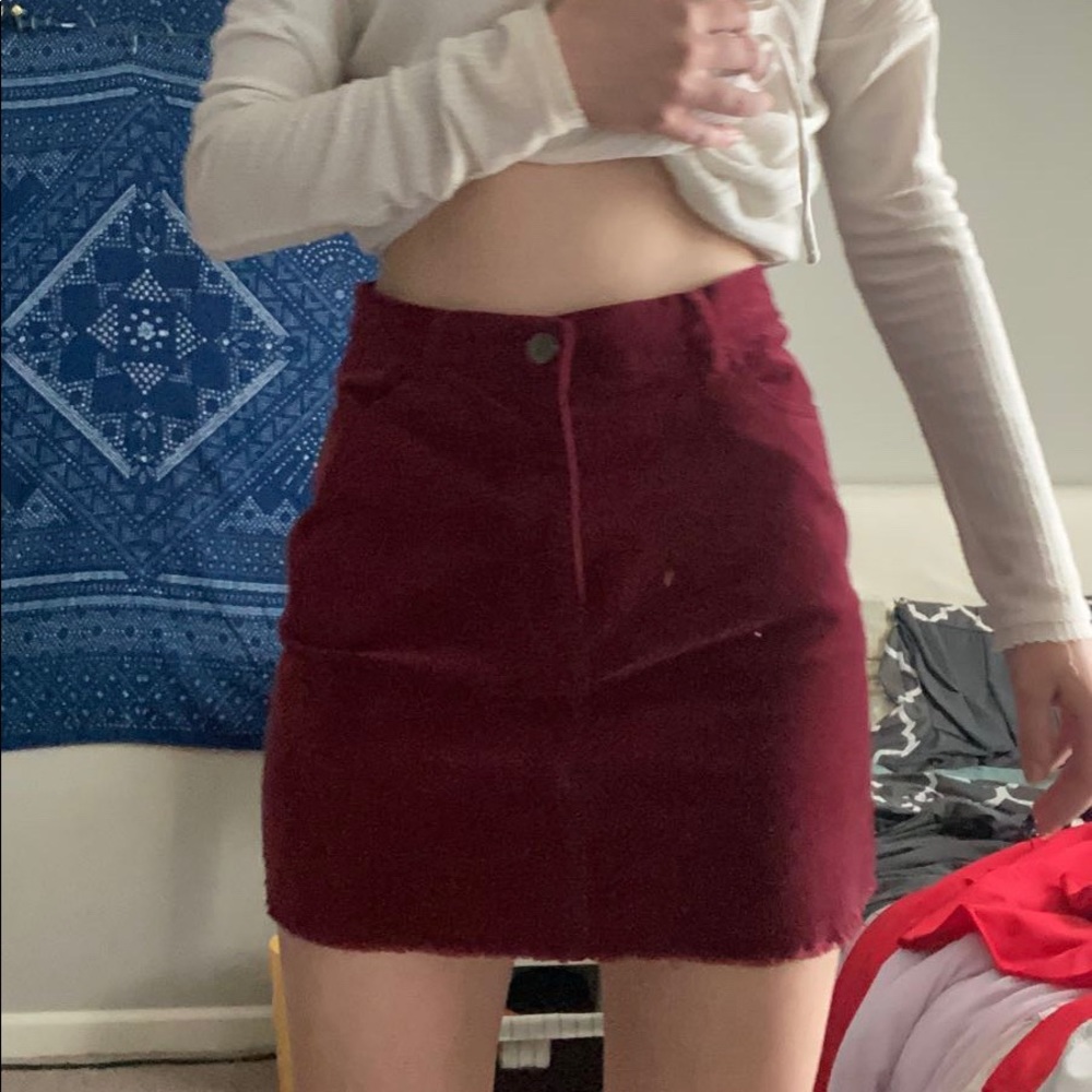Maroon corduroy “jean” skirt